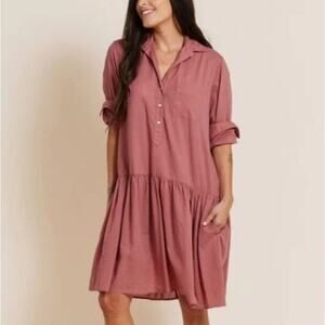 Grayson by Frank & Eileen The Changemaker Dress Cotton Pink Drop Waist Small‎